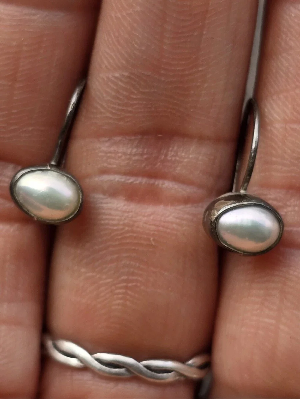 Super cute baroque nugget pearls set in sterling silver earrings